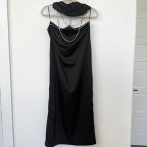 Peppermayo Blind Love Set Black Rhinestone Crop Top Maxi Skirt Glam Size US 4